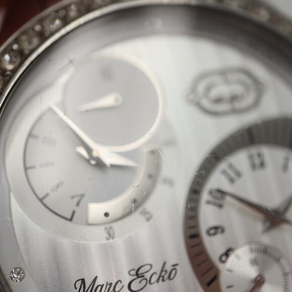 Marc Ecko Mens Dual Time Silver Tone Jumbo 50mm Watch St Steel w New Battery - Picture 11 of 15